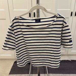 J. Crew Blue and White Striped Short Sleeve Tee